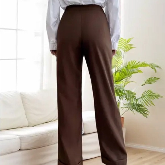 Solid Medium Rise Button Fly Pants - Picture 2 of 6